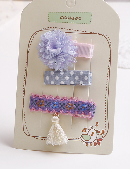 Lovely Purple Flowers&tassel Decorated Hair Clip(3pcs)