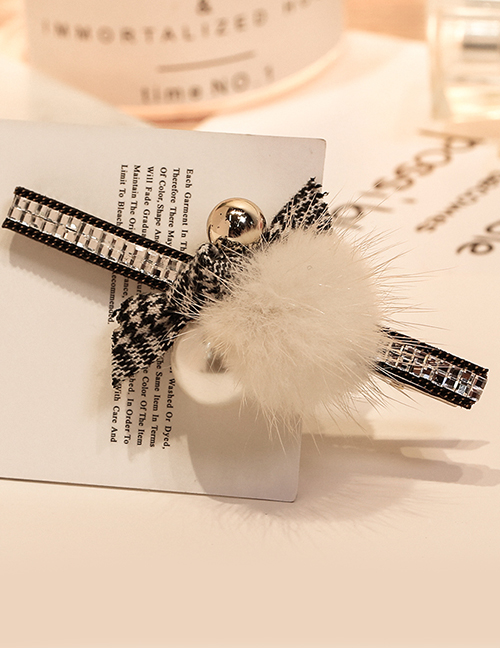 Fashion Beige Fuzzy Ball Decorated Hair Clip