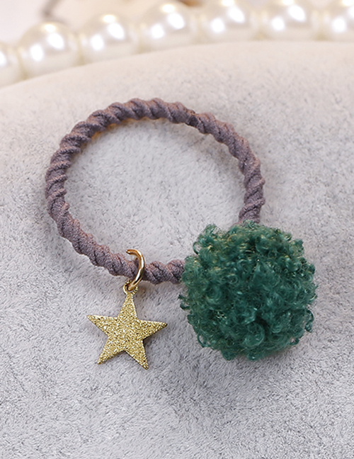 Lovely Green Star Shape&fuzzy Ball Decorated Hair Band(1pc)