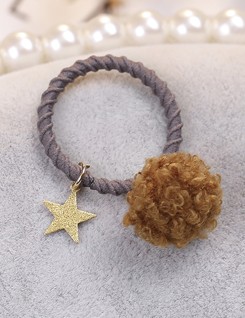 Lovely Brown Star Shape&fuzzy Ball Decorated Hair Band(1pc)