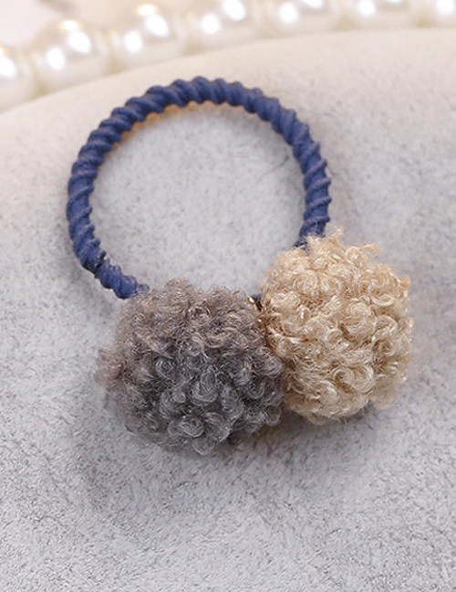 Lovely Dark Gray+khaki Fuzzy Balls Decorated Hair Band(1pc)