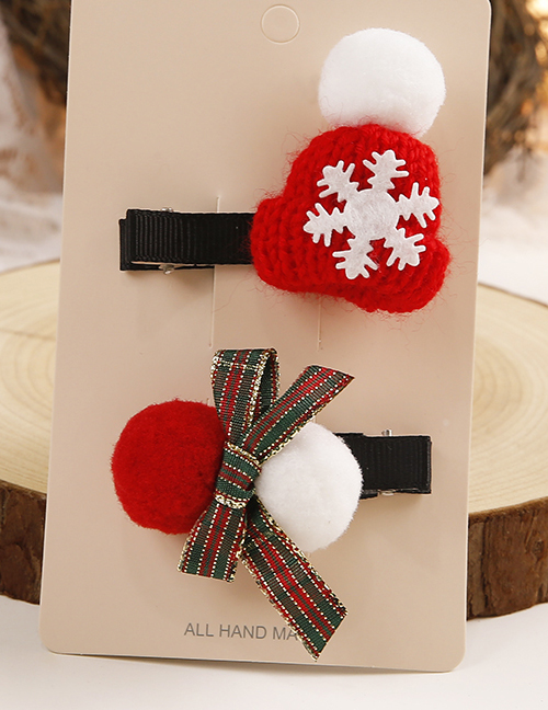 Lovely Red+white Christmas Hat&bowknot Decorated Hairpin(2pcs)