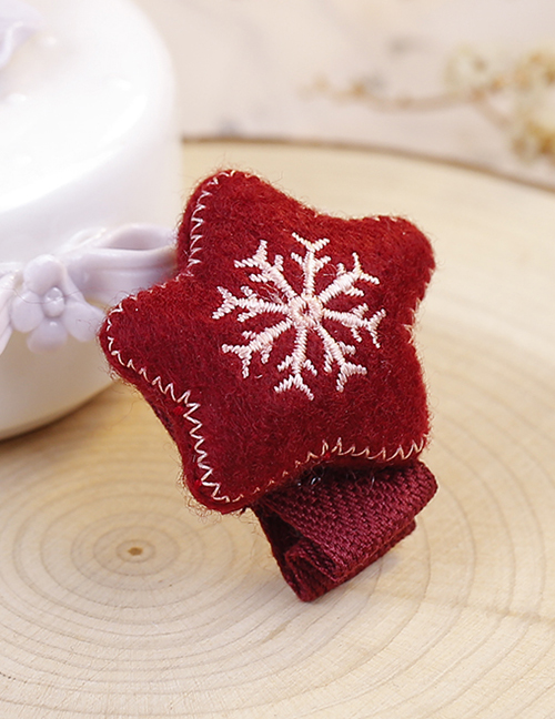 Lovely Claret Red Snowflake Pattern Decorated Hair Clip