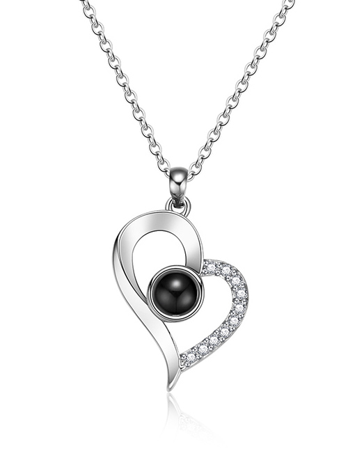 Fashion Silver Color Heart Shape Pendant Decorated Necklace