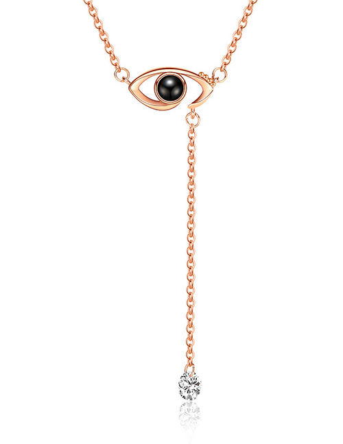 Fashion Gold Color Eye&diamond Decorated Long Necklace