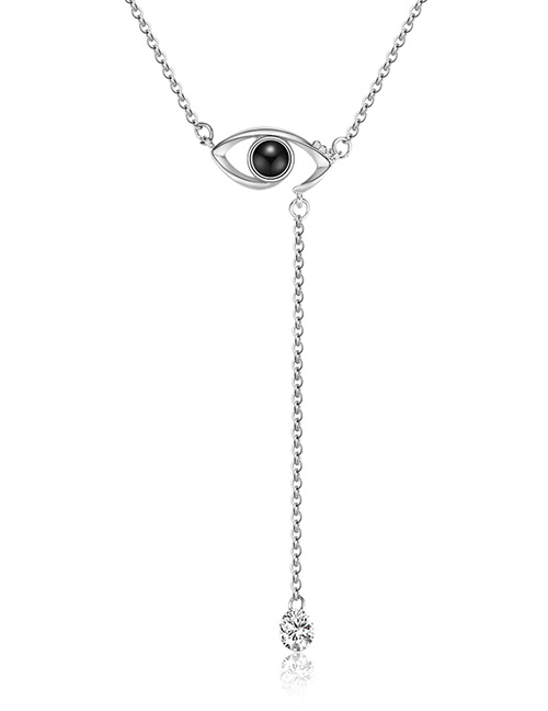 Fashion Silver Color Eye&diamond Decorated Long Necklace