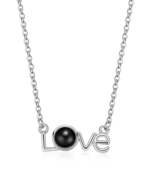 Fashion Silver Color Letter Love Decorated Long Necklace