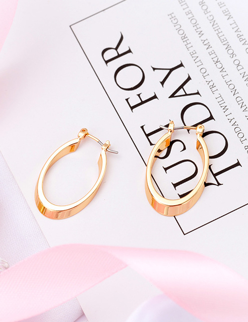 Fashion Gold Color Oval Shape Design Pure Color Earrings