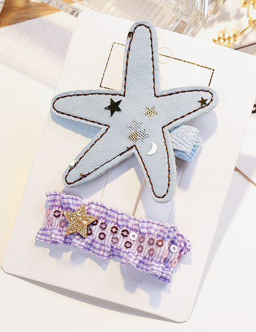 Fashion Blue+purple Star Shape Decorated Hair Clip(2pcs)