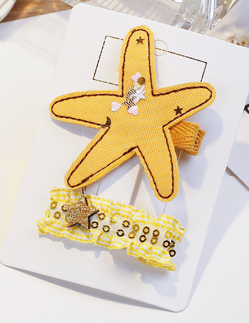 Fashion Yellow Star Shape Decorated Hair Clip(2pcs)