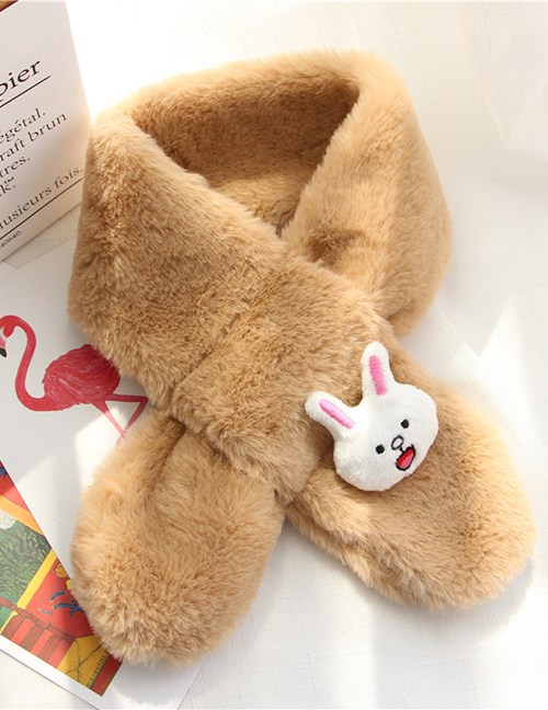 Fashion Khaki Rabbit Shape Decorated Child Scarf