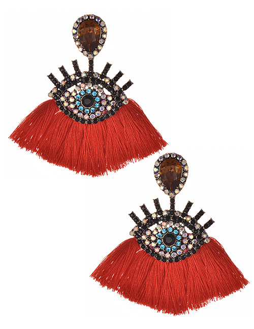 Fashion Red Eye Shape Design Tassel Earrings