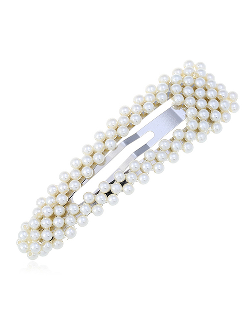Elegant Mikly White Full Pearls Design Pure Color Hair Clip