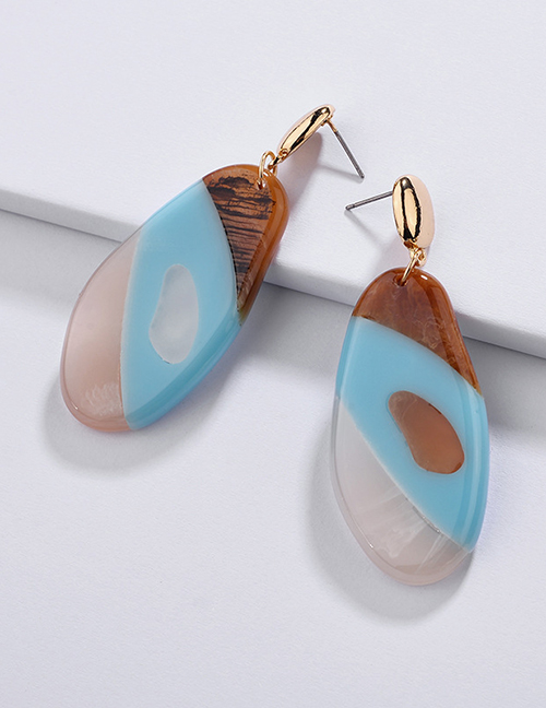 Fashion Multi-color Color-matching Decorated Oval Shape Earrings