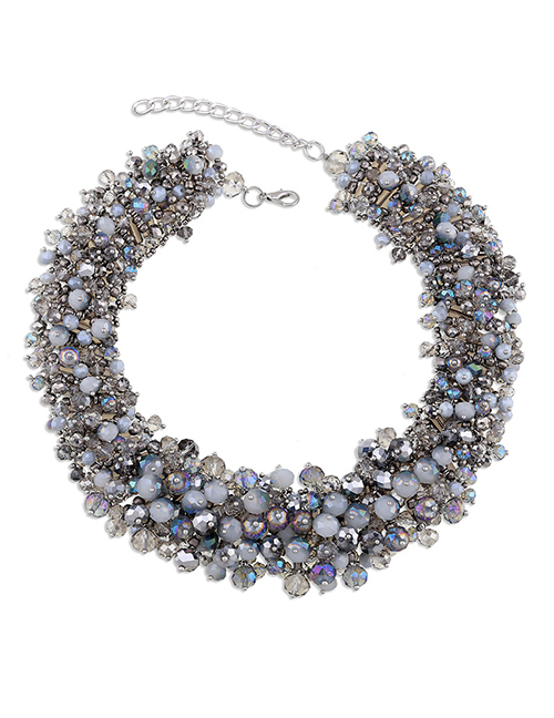 Fashion Gray Full Bead Decorated Pure Color Necklace