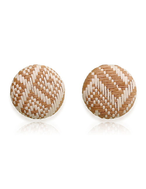 Fashion Khaki Round Shape Decorated Earrings