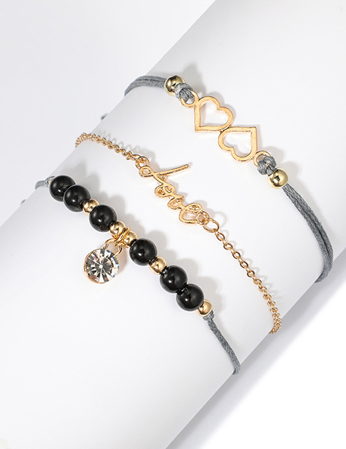 Fashion Gold Color Heart Shape Decorated Bracelets(3pcs)
