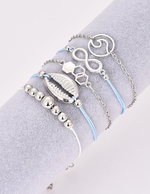 Fashion Silver Color Shell&beads Decorated Bracelet(5pcs)
