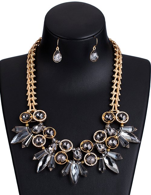 Fashion Black Full Diamond Decorated Jewelry Set