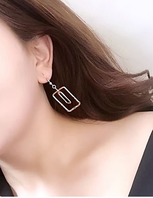 Fashion Gold Color Square Shape Decorated Earrings