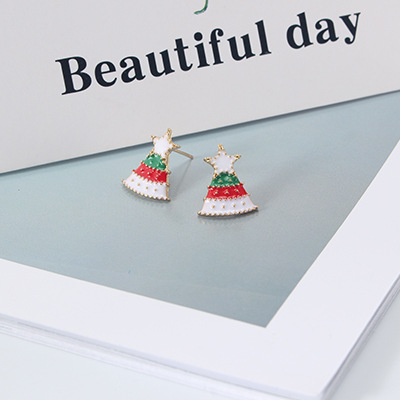 Fashion Multi-color Christmas Tree Shape Decorated Earrings