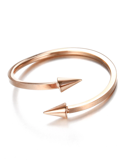 Fashion Rose Gold Arrow Shape Decorated Pure Color Opening Ring
