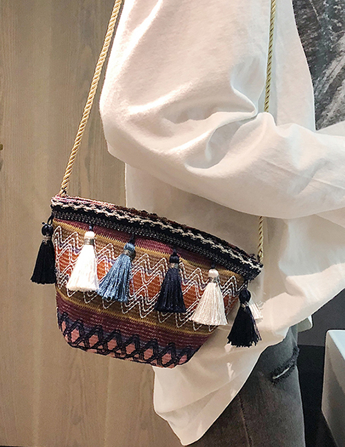 Fashion Multi-color Tassel Decorated Bag