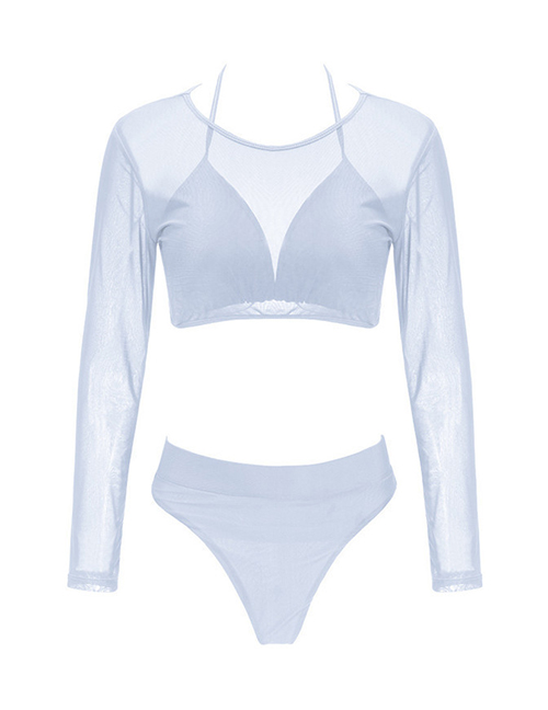 Sexy White Off-the-shoulder Design Pure Color Swimwear