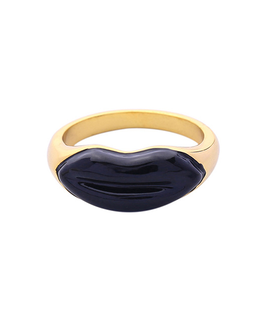 Fashion Black Lip Shape Decorated Ring