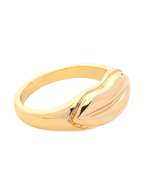 Fashion Gold Color Lip Shape Decorated Ring