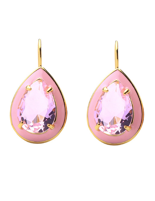 Fashion Pink Waterdrop Shape Decorated Earrings