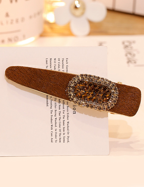 Fashion Brown Diamond Decorated Hair Clip
