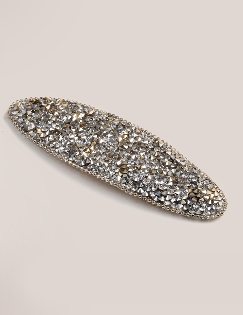 Fashion Silver Color Oval Shape Decorated Hair Clip
