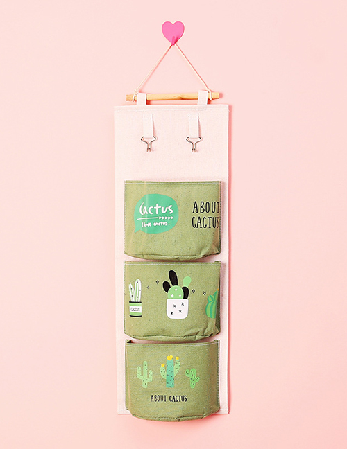 Fashion Green Cactus Pattern Decorated Storage Bag