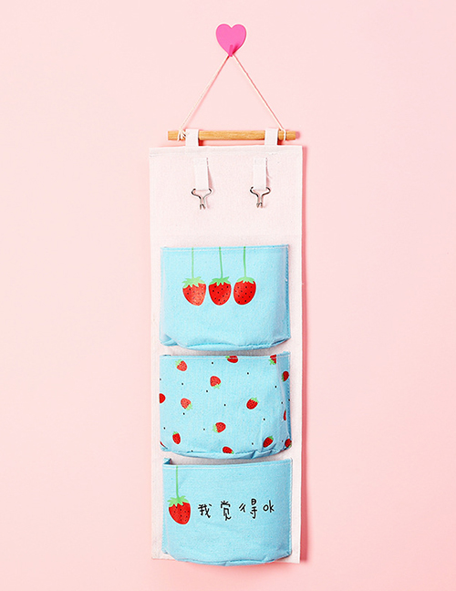 Fashion Blue Strawberry Pattern Decorated Storage Bag