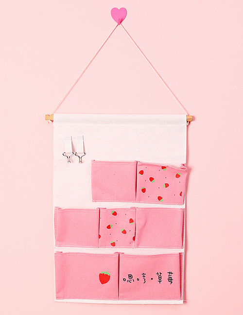 Fashion Pink Strawberry Pattern Decorated Storage Bag