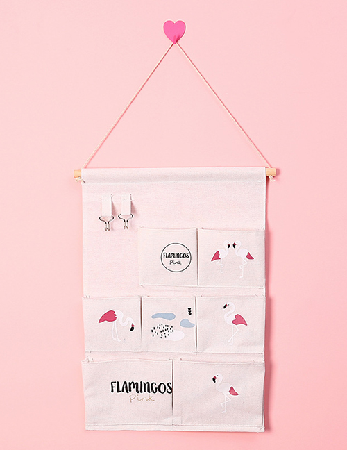 Fashion Beige Flamingo Pattern Decorated Storage Bag
