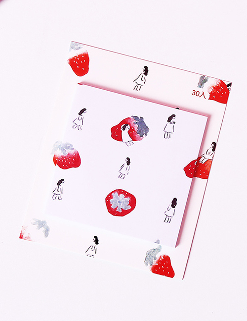 Fashion White Strawberry Pattern Decorated Post-it Note(30 Sheets)