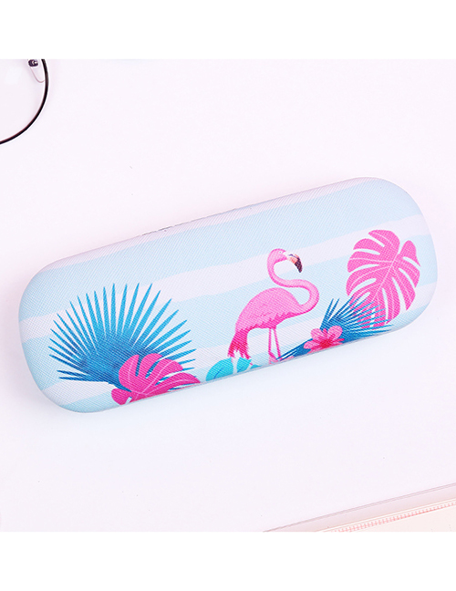 Fashion Blue Flamingo Pattern Decorated Glasses Case