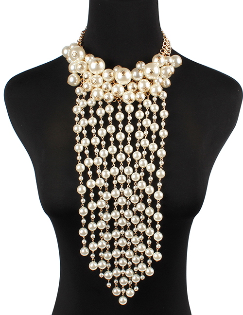 Fashion White Full Pearl Decorated Jewelry Set