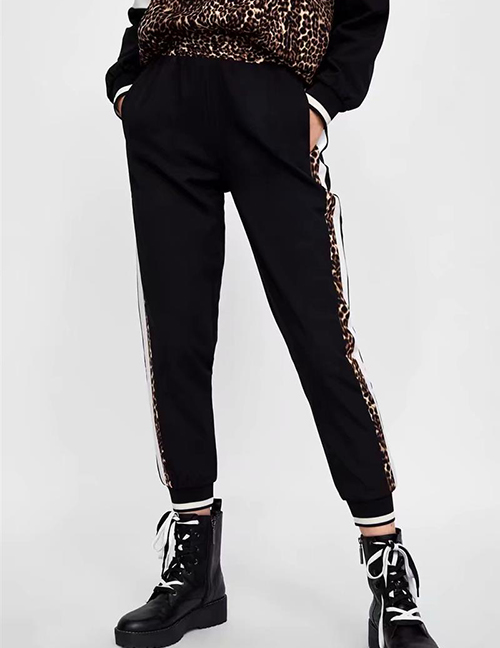 Fashion Black Leopard Pattern Decorated Trousers