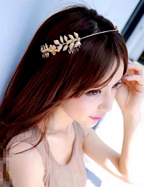 Fashion Gold Color Leaf Shape Decorated Headband
