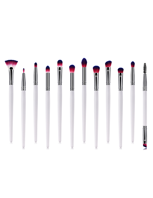 Fashion White+pink Color Matching Design Eye Makeup Brushes(12pcs)