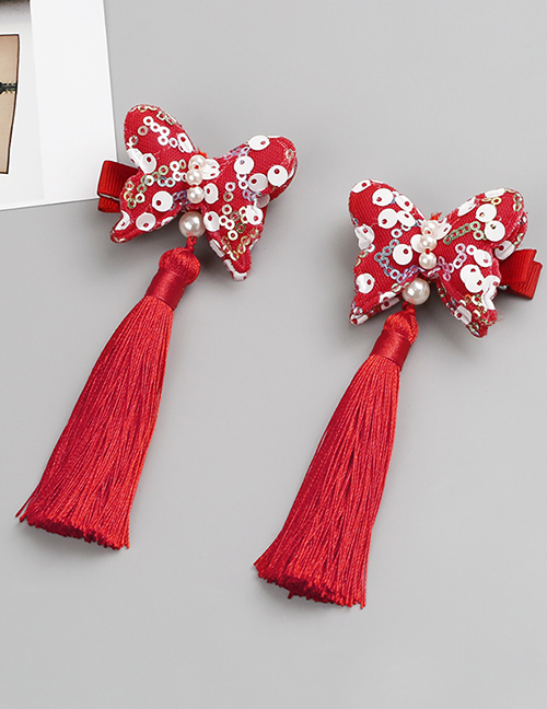 Fashion Red Butterfly Shape Decorated Hair Clip (2 Pcs )