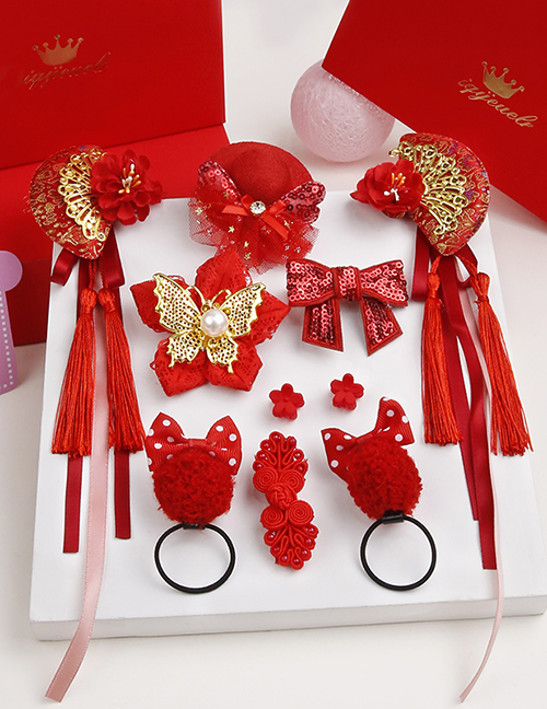 Fashion Red Flower Shape Decorated Hair Clip (10 Pcs )