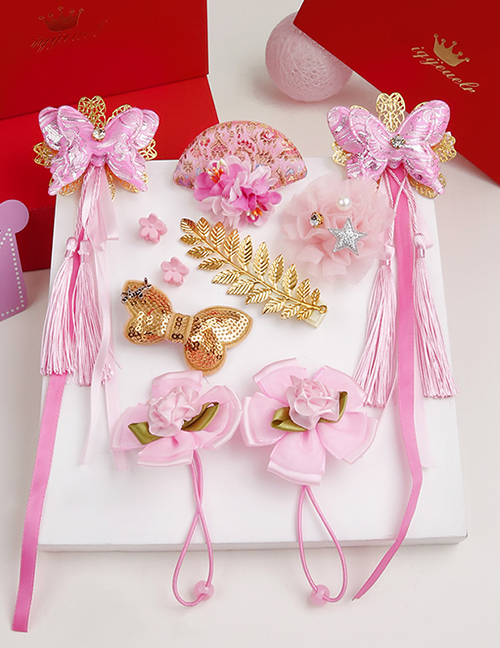 Fashion Pink Butterfly Shape Decorated Hair Clip ( 10 Pcs )