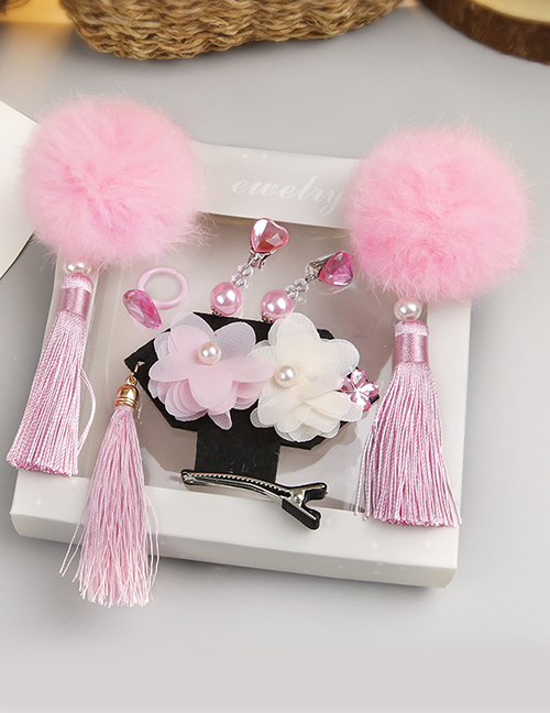 Fashion Pink Flower Shape Decorated Hair Clip (6 Pcs )