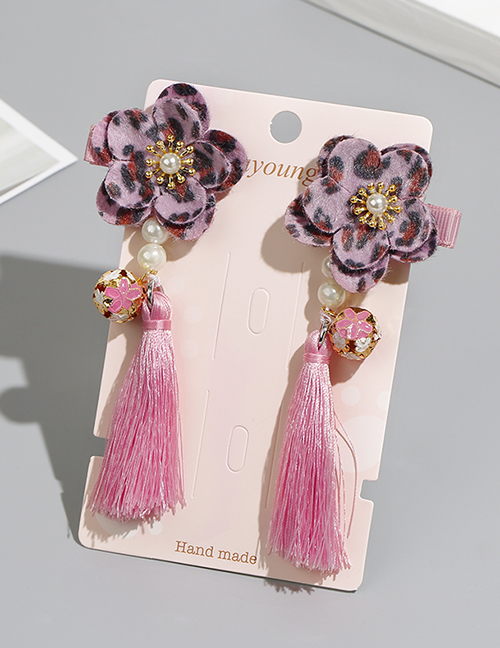 Fashion Pink Flower Shape Decorated Tassel Hair Clip
