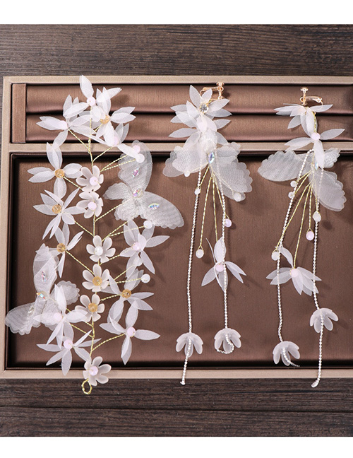 Fashion White Butterfly&flowers Decorated Earrings Sets