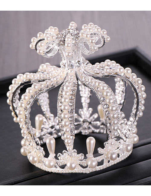 Fashion White Full Pearl Design Crown Shape Hair Accessories